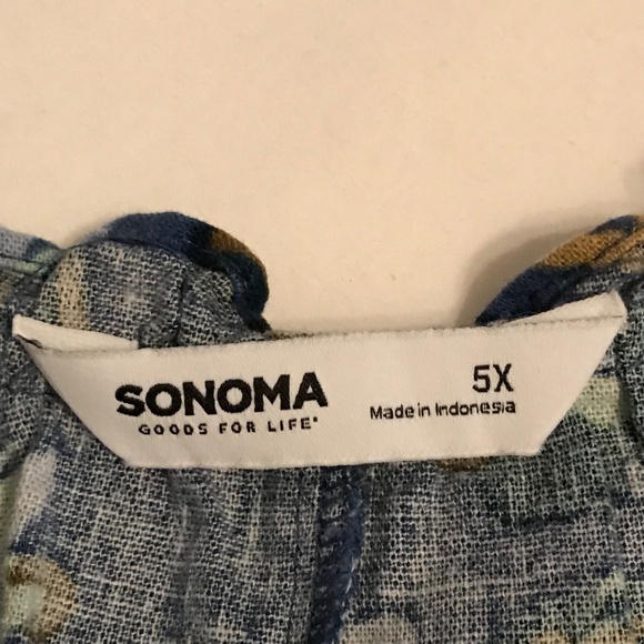 SONOMA Blue Floral Sleeveless Midi Dress Linen Rayon Women’s Plus Size 5X - Picture 14 of 16